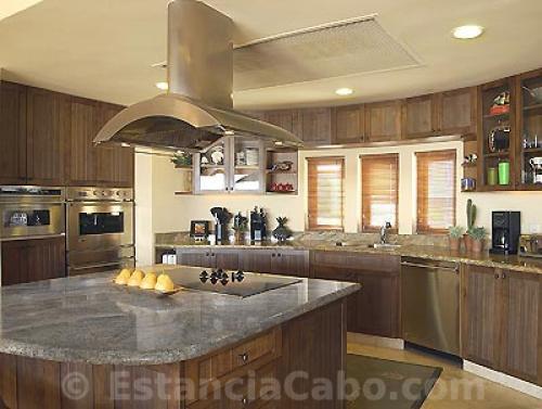 The Proffesional Gourmet Kitchen is fully equiped with top of the line stainless steel appliances.  The Kitchen also has marble countertops.